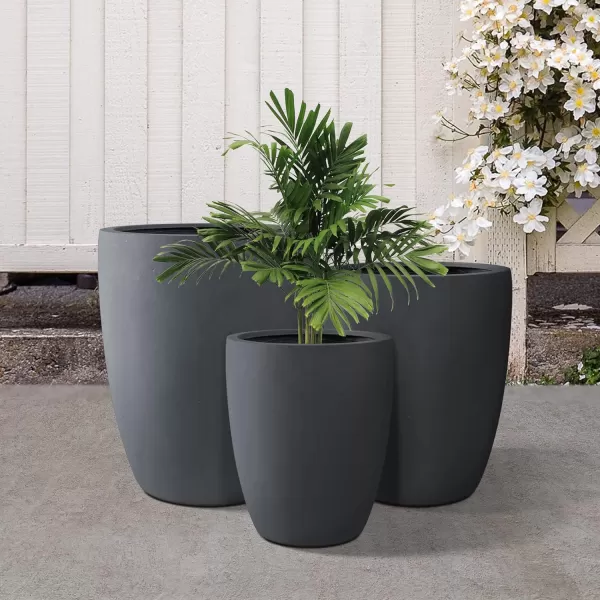 Kante 18.1" H Tall Round Concrete Planter for Outdoor Indoor, Modern Decorative Plant Pots with Drainage Hole &amp; Rubber Plug for Home &amp; Garden Pure White