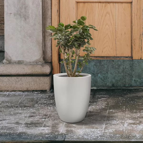 Kante 18.1" H Tall Round Concrete Planter for Outdoor Indoor, Modern Decorative Plant Pots with Drainage Hole &amp; Rubber Plug for Home &amp; Garden Pure White