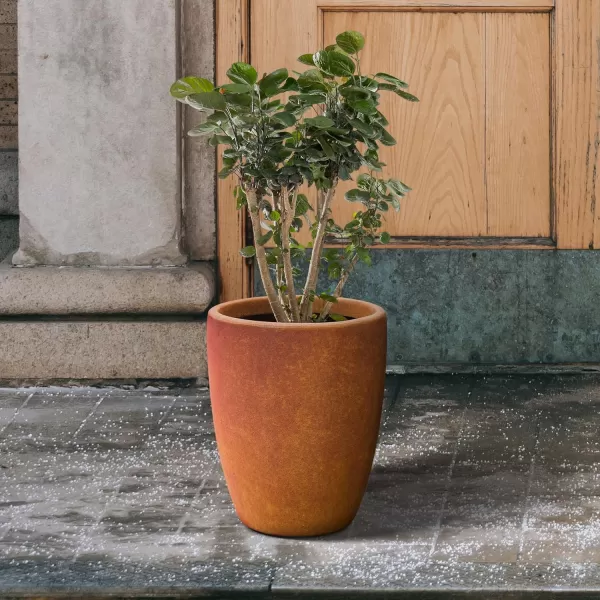 Kante 18.1" H Tall Round Concrete Planter for Outdoor Indoor, Modern Decorative Plant Pots with Drainage Hole &amp; Rubber Plug for Home &amp; Garden Pure White
