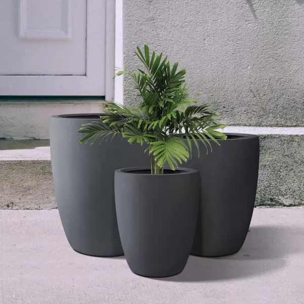 Kante 18.1" H Tall Round Concrete Planter for Outdoor Indoor, Modern Decorative Plant Pots with Drainage Hole &amp; Rubber Plug for Home &amp; Garden Pure White