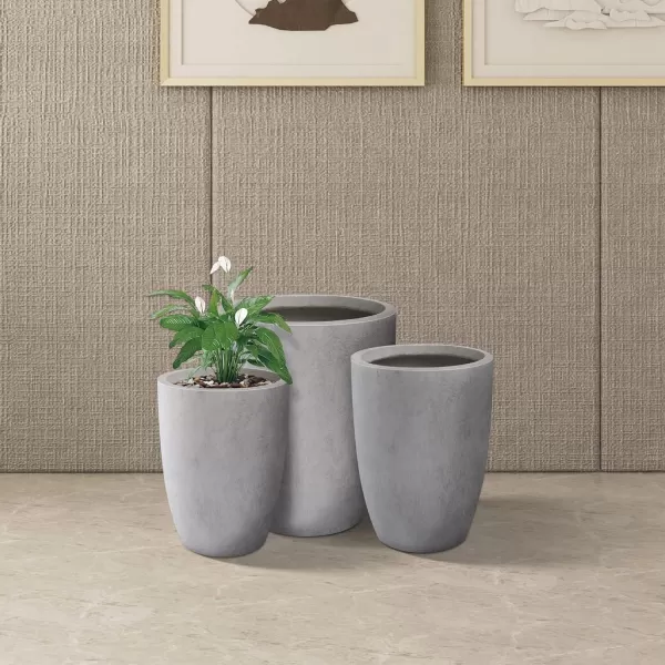 Kante 18.1" H Tall Round Concrete Planter for Outdoor Indoor, Modern Decorative Plant Pots with Drainage Hole &amp; Rubber Plug for Home &amp; Garden Pure White