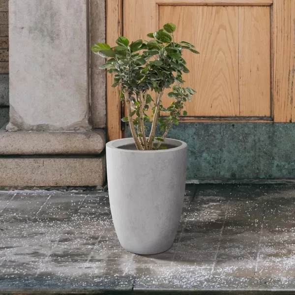 Kante 18.1" H Tall Round Concrete Planter for Outdoor Indoor, Modern Decorative Plant Pots with Drainage Hole &amp; Rubber Plug for Home &amp; Garden Pure White