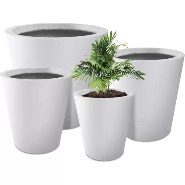 Kante 18.3", 15.3" and 12.4" D Cylindrical Charcoal Finish Lightweight Concrete Modern Planters  Outdoor Indoor Large Planter Pots with Drainage Holes for Patio, Backyard, Living Room