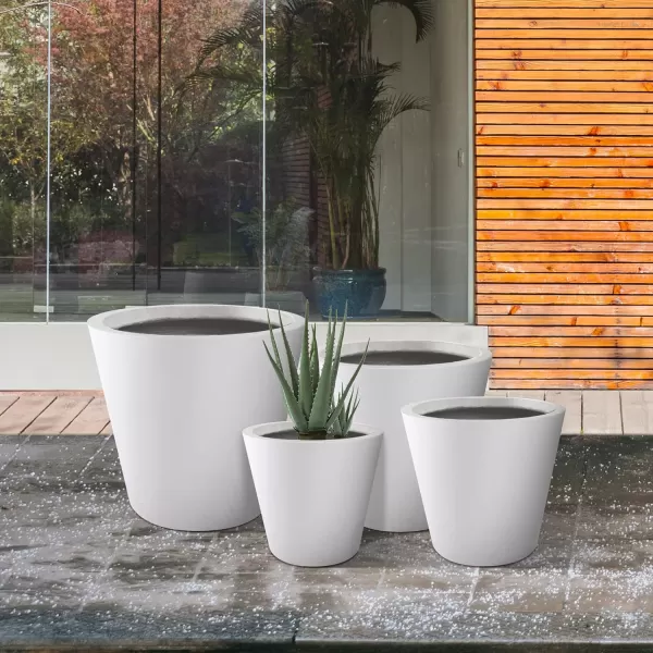 Kante 18.3", 15.3" and 12.4" D Cylindrical Charcoal Finish Lightweight Concrete Modern Planters  Outdoor Indoor Large Planter Pots with Drainage Holes for Patio, Backyard, Living Room