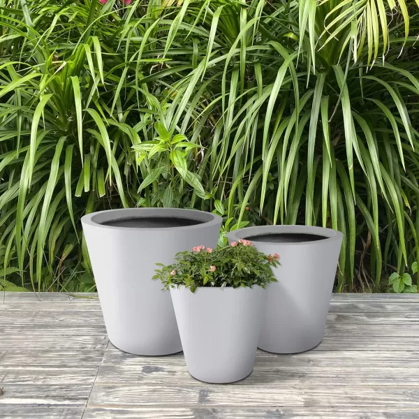 Kante 18.3", 15.3" and 12.4" D Cylindrical Charcoal Finish Lightweight Concrete Modern Planters  Outdoor Indoor Large Planter Pots with Drainage Holes for Patio, Backyard, Living Room
