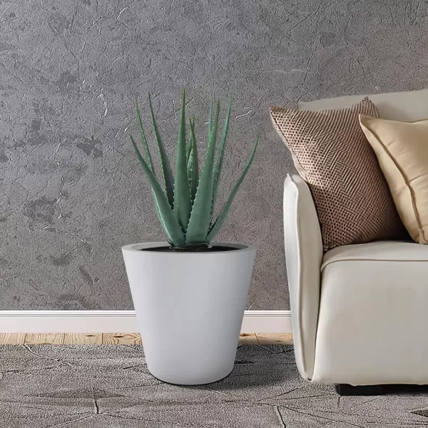 Kante 18.3", 15.3" and 12.4" D Cylindrical Charcoal Finish Lightweight Concrete Modern Planters  Outdoor Indoor Large Planter Pots with Drainage Holes for Patio, Backyard, Living Room