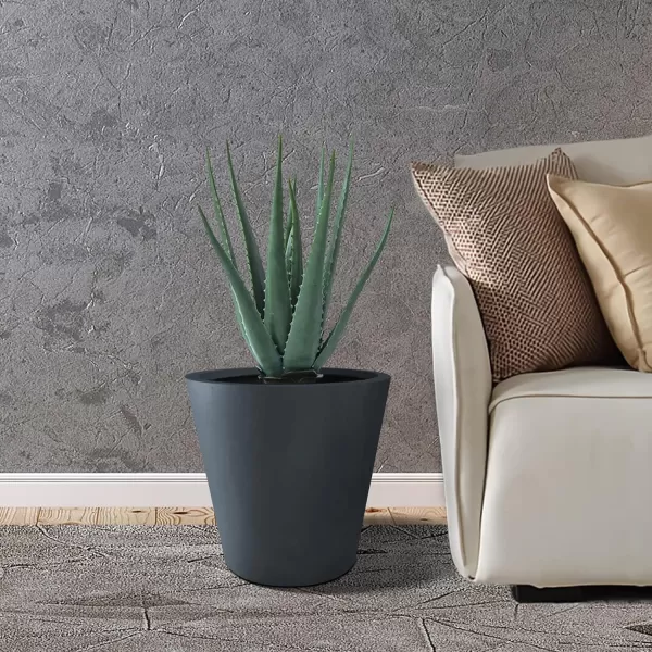 Kante 18.3", 15.3" and 12.4" D Cylindrical Charcoal Finish Lightweight Concrete Modern Planters  Outdoor Indoor Large Planter Pots with Drainage Holes for Patio, Backyard, Living Room