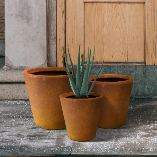 Kante 18.3", 15.3" and 12.4" D Cylindrical Charcoal Finish Lightweight Concrete Modern Planters  Outdoor Indoor Large Planter Pots with Drainage Holes for Patio, Backyard, Living Room