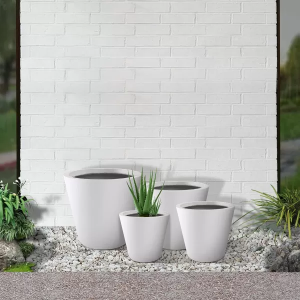 Kante 18.3", 15.3" and 12.4" D Cylindrical Charcoal Finish Lightweight Concrete Modern Planters  Outdoor Indoor Large Planter Pots with Drainage Holes for Patio, Backyard, Living Room