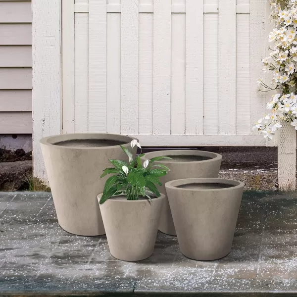 Kante 18.3", 15.3" and 12.4" D Cylindrical Charcoal Finish Lightweight Concrete Modern Planters  Outdoor Indoor Large Planter Pots with Drainage Holes for Patio, Backyard, Living Room