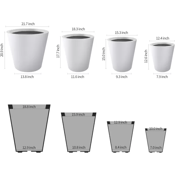 Kante 18.3", 15.3" and 12.4" D Cylindrical Charcoal Finish Lightweight Concrete Modern Planters  Outdoor Indoor Large Planter Pots with Drainage Holes for Patio, Backyard, Living Room