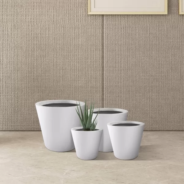 Kante 18.3", 15.3" and 12.4" D Cylindrical Charcoal Finish Lightweight Concrete Modern Planters  Outdoor Indoor Large Planter Pots with Drainage Holes for Patio, Backyard, Living Room