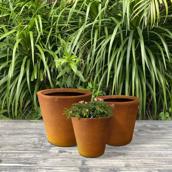 Kante 18.3", 15.3" and 12.4" D Cylindrical Charcoal Finish Lightweight Concrete Modern Planters  Outdoor Indoor Large Planter Pots with Drainage Holes for Patio, Backyard, Living Room