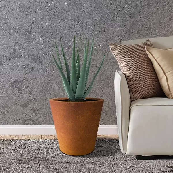 Kante 18.3", 15.3" and 12.4" D Cylindrical Charcoal Finish Lightweight Concrete Modern Planters  Outdoor Indoor Large Planter Pots with Drainage Holes for Patio, Backyard, Living Room