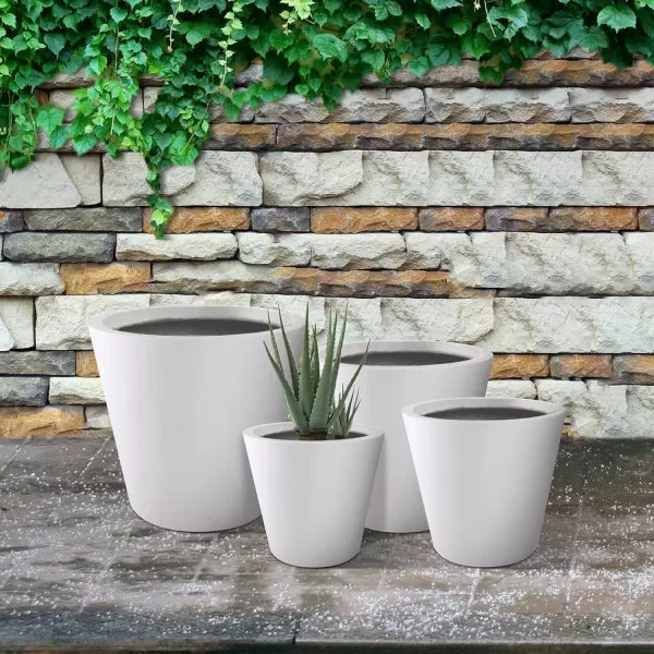 Kante 18.3", 15.3" and 12.4" D Cylindrical Charcoal Finish Lightweight Concrete Modern Planters  Outdoor Indoor Large Planter Pots with Drainage Holes for Patio, Backyard, Living Room