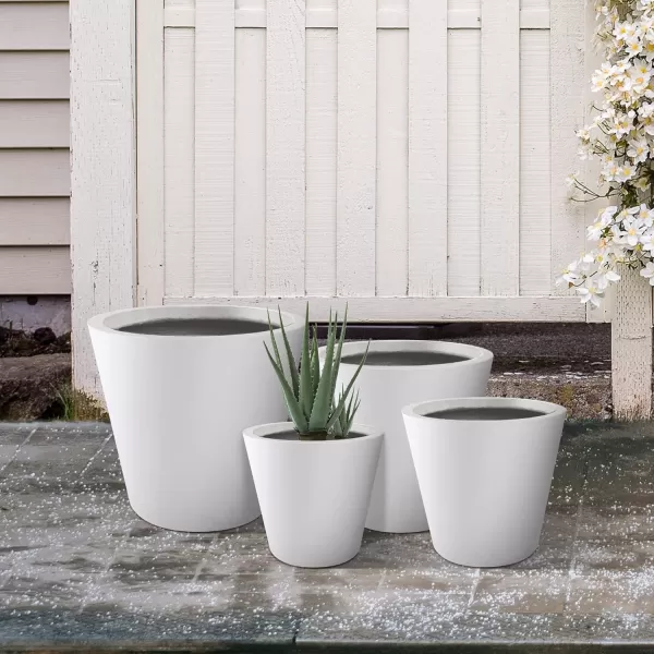 Kante 18.3", 15.3" and 12.4" D Cylindrical Charcoal Finish Lightweight Concrete Modern Planters  Outdoor Indoor Large Planter Pots with Drainage Holes for Patio, Backyard, Living Room