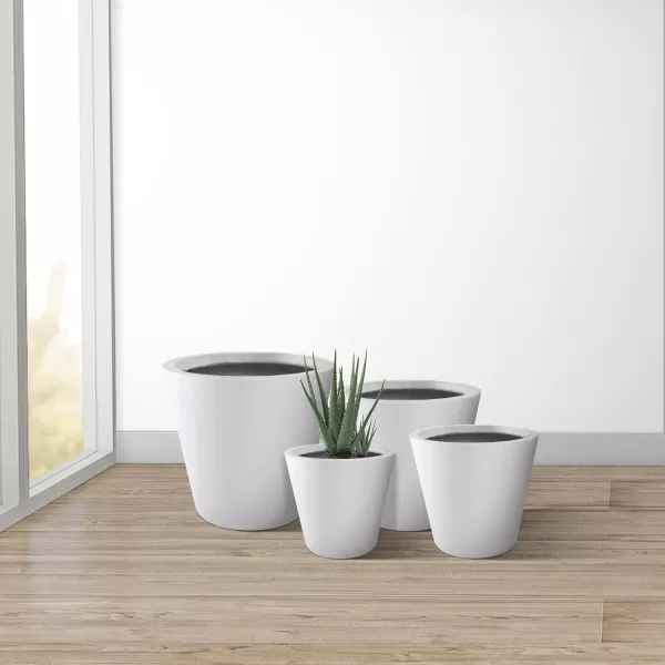 Kante 18.3", 15.3" and 12.4" D Cylindrical Charcoal Finish Lightweight Concrete Modern Planters  Outdoor Indoor Large Planter Pots with Drainage Holes for Patio, Backyard, Living Room