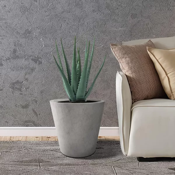 Kante 18.3", 15.3" and 12.4" D Cylindrical Charcoal Finish Lightweight Concrete Modern Planters  Outdoor Indoor Large Planter Pots with Drainage Holes for Patio, Backyard, Living Room