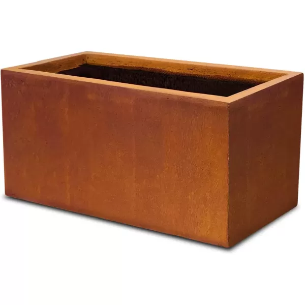 Kante 19.5" L Rectangular Concrete Planters, Outdoor Indoor Modern Plant Pot with Drainage Hole and Rubber Plug for Garden, Patio, Charcoal Finish