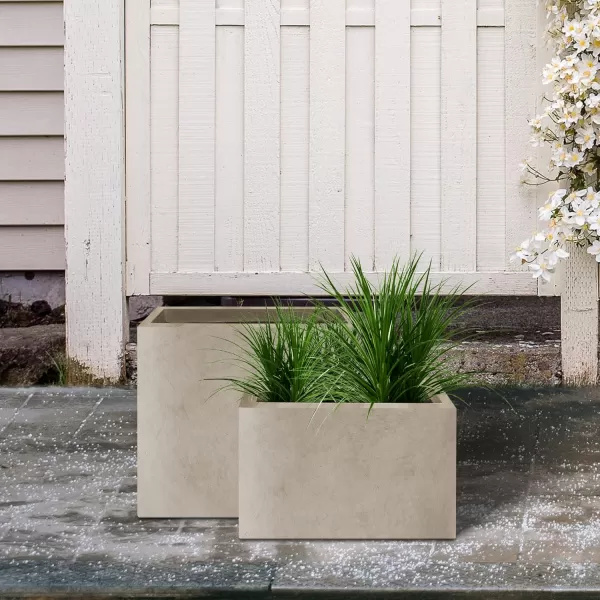 Kante 19.5" L Rectangular Concrete Planters, Outdoor Indoor Modern Plant Pot with Drainage Hole and Rubber Plug for Garden, Patio, Charcoal Finish