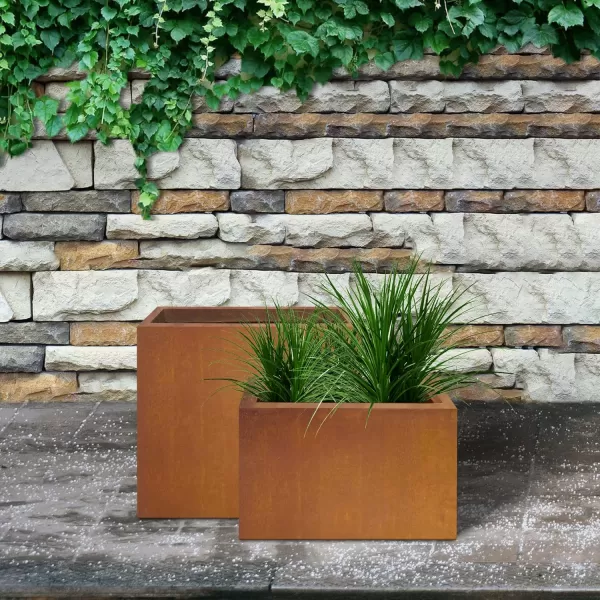 Kante 19.5" L Rectangular Concrete Planters, Outdoor Indoor Modern Plant Pot with Drainage Hole and Rubber Plug for Garden, Patio, Charcoal Finish