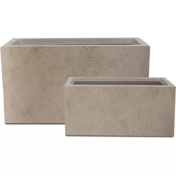 Kante 19.5" L Rectangular Concrete Planters, Outdoor Indoor Modern Plant Pot with Drainage Hole and Rubber Plug for Garden, Patio, Charcoal Finish