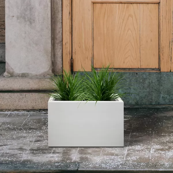 Kante 19.5" L Rectangular Concrete Planters, Outdoor Indoor Modern Plant Pot with Drainage Hole and Rubber Plug for Garden, Patio, Charcoal Finish