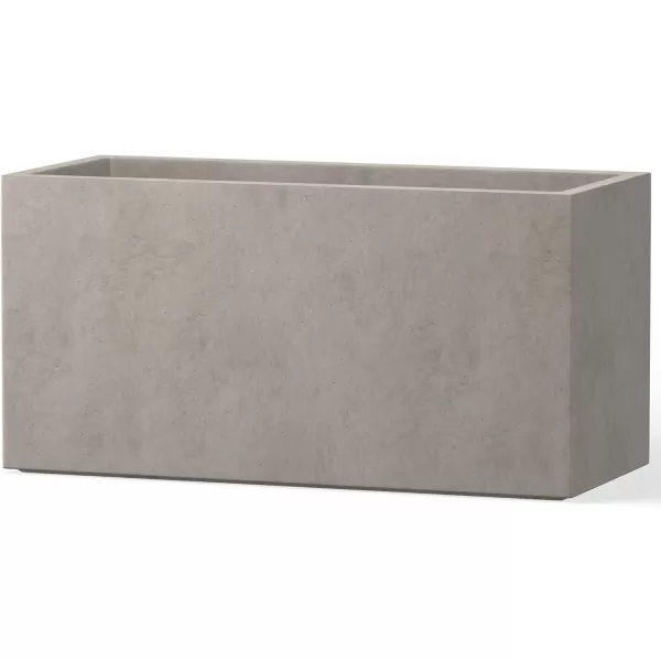 Kante 19.5" L Rectangular Concrete Planters, Outdoor Indoor Modern Plant Pot with Drainage Hole and Rubber Plug for Garden, Patio, Charcoal Finish