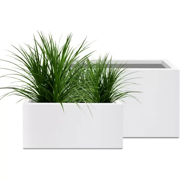 Kante 19.5" L Rectangular Concrete Planters, Outdoor Indoor Modern Plant Pot with Drainage Hole and Rubber Plug for Garden, Patio, Charcoal Finish