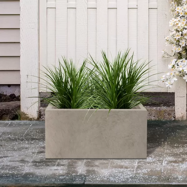 Kante 19.5" L Rectangular Concrete Planters, Outdoor Indoor Modern Plant Pot with Drainage Hole and Rubber Plug for Garden, Patio, Charcoal Finish