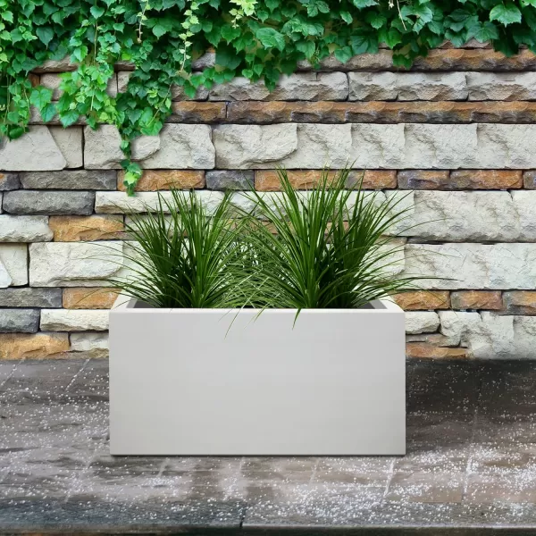 Kante 19.5" L Rectangular Concrete Planters, Outdoor Indoor Modern Plant Pot with Drainage Hole and Rubber Plug for Garden, Patio, Charcoal Finish