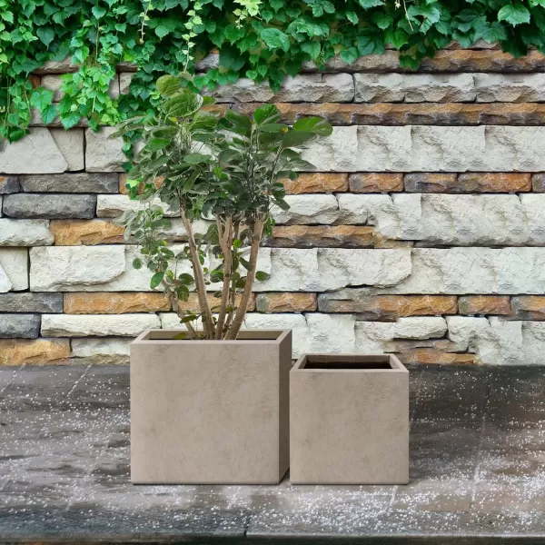 Kante 19.5" L Rectangular Concrete Planters, Outdoor Indoor Modern Plant Pot with Drainage Hole and Rubber Plug for Garden, Patio, Charcoal Finish