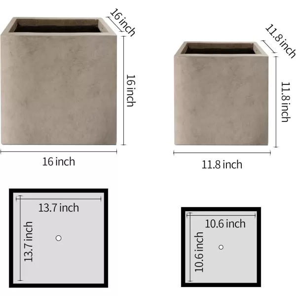 Kante 19.5" L Rectangular Concrete Planters, Outdoor Indoor Modern Plant Pot with Drainage Hole and Rubber Plug for Garden, Patio, Charcoal Finish
