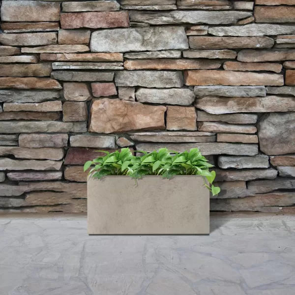 Kante 19.5" L Rectangular Concrete Planters, Outdoor Indoor Modern Plant Pot with Drainage Hole and Rubber Plug for Garden, Patio, Charcoal Finish