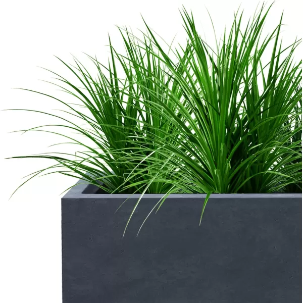 Kante 19.5" L Rectangular Concrete Planters, Outdoor Indoor Modern Plant Pot with Drainage Hole and Rubber Plug for Garden, Patio, Charcoal Finish