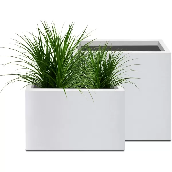 Kante 19.5" L Rectangular Concrete Planters, Outdoor Indoor Modern Plant Pot with Drainage Hole and Rubber Plug for Garden, Patio, Charcoal Finish