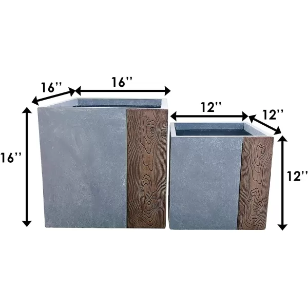 Kante 19.5" L Rectangular Concrete Planters, Outdoor Indoor Modern Plant Pot with Drainage Hole and Rubber Plug for Garden, Patio, Charcoal Finish