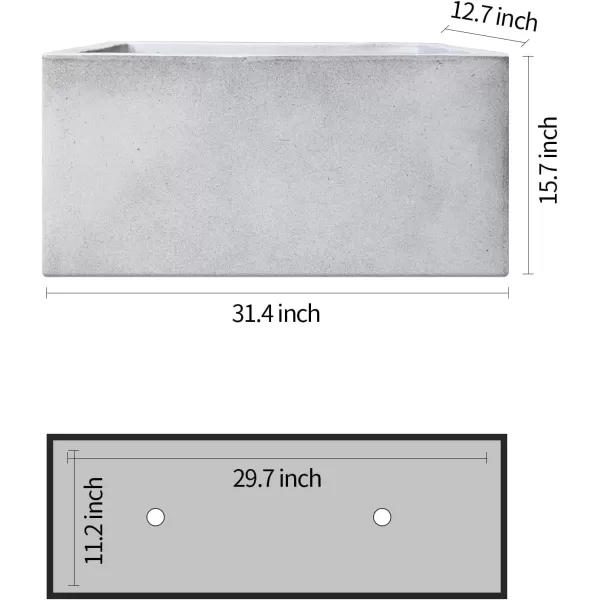 Kante 19.5" L Rectangular Concrete Planters, Outdoor Indoor Modern Plant Pot with Drainage Hole and Rubber Plug for Garden, Patio, Charcoal Finish