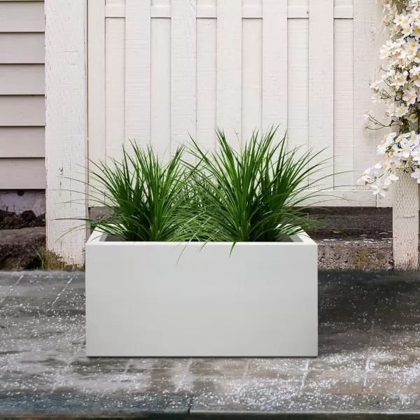 Kante 19.5" L Rectangular Concrete Planters, Outdoor Indoor Modern Plant Pot with Drainage Hole and Rubber Plug for Garden, Patio, Charcoal Finish