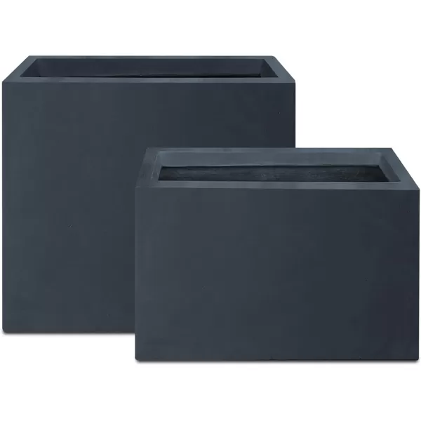 Kante 19.5" L Rectangular Concrete Planters, Outdoor Indoor Modern Plant Pot with Drainage Hole and Rubber Plug for Garden, Patio, Charcoal Finish