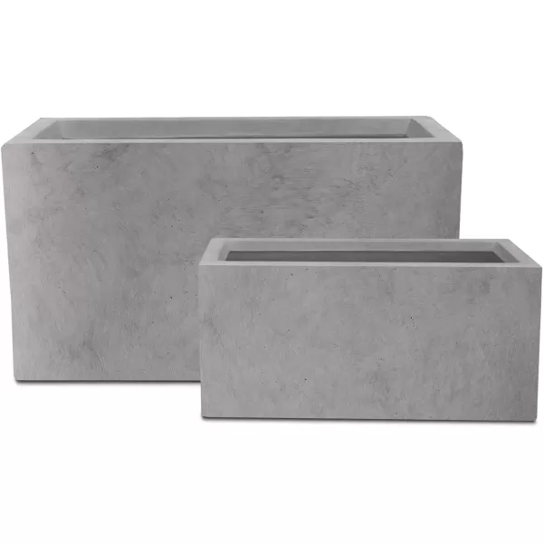 Kante 19.5" L Rectangular Concrete Planters, Outdoor Indoor Modern Plant Pot with Drainage Hole and Rubber Plug for Garden, Patio, Charcoal Finish