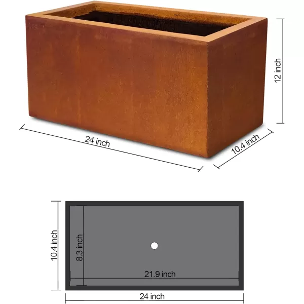 Kante 19.5" L Rectangular Concrete Planters, Outdoor Indoor Modern Plant Pot with Drainage Hole and Rubber Plug for Garden, Patio, Charcoal Finish