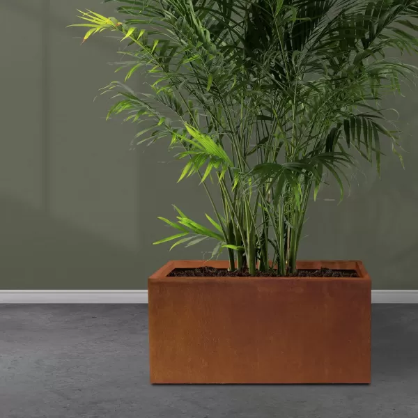 Kante 19.5" L Rectangular Concrete Planters, Outdoor Indoor Modern Plant Pot with Drainage Hole and Rubber Plug for Garden, Patio, Charcoal Finish