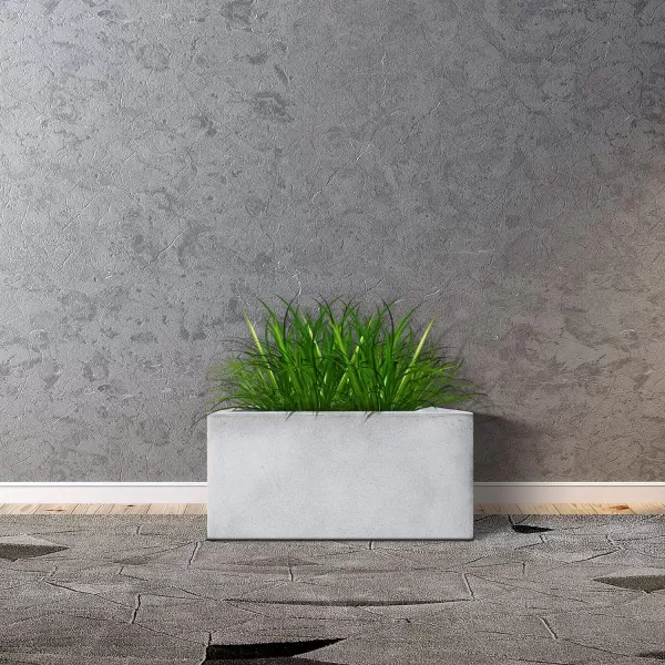 Kante 19.5" L Rectangular Concrete Planters, Outdoor Indoor Modern Plant Pot with Drainage Hole and Rubber Plug for Garden, Patio, Charcoal Finish