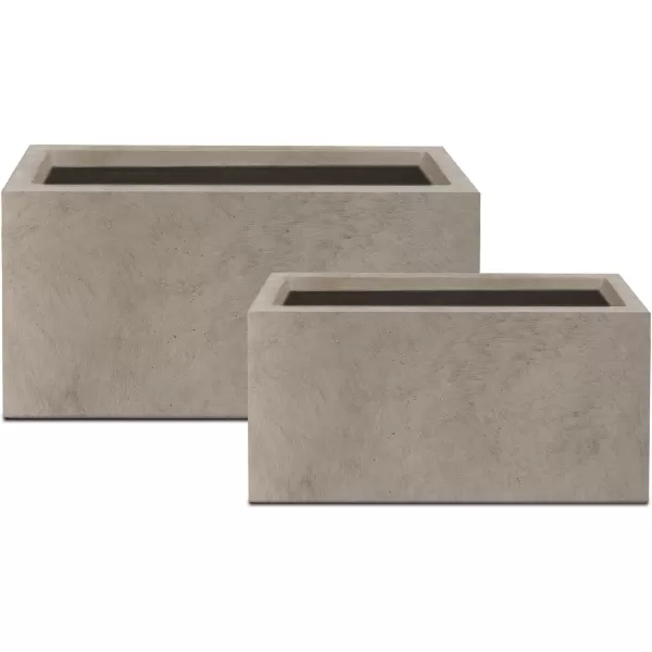 Kante 19.5" L Rectangular Concrete Planters, Outdoor Indoor Modern Plant Pot with Drainage Hole and Rubber Plug for Garden, Patio, Charcoal Finish