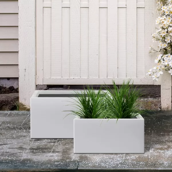 Kante 19.5" L Rectangular Concrete Planters, Outdoor Indoor Modern Plant Pot with Drainage Hole and Rubber Plug for Garden, Patio, Charcoal Finish