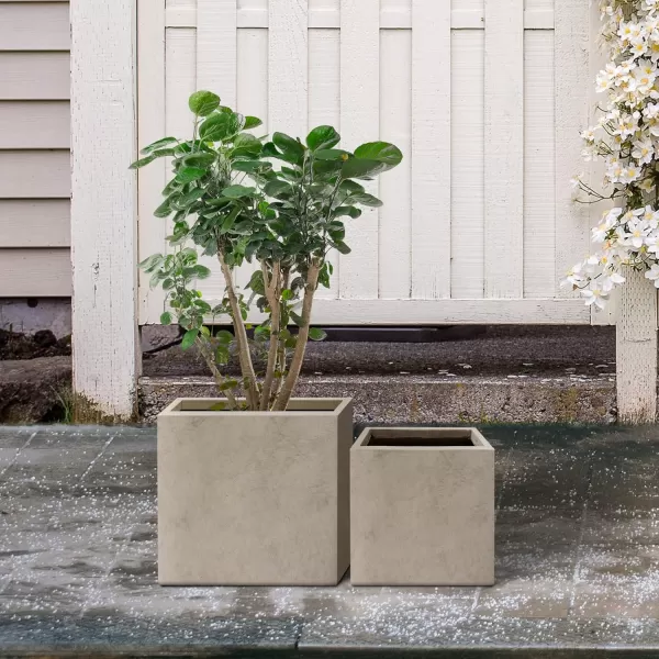 Kante 19.5" L Rectangular Concrete Planters, Outdoor Indoor Modern Plant Pot with Drainage Hole and Rubber Plug for Garden, Patio, Charcoal Finish