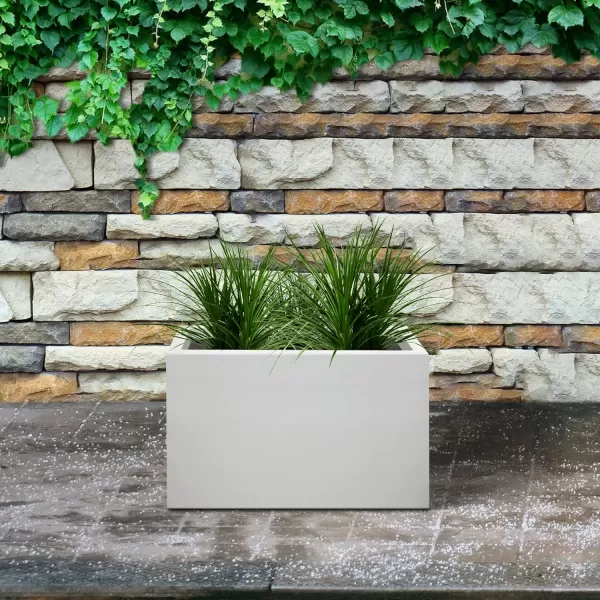 Kante 19.5" L Rectangular Concrete Planters, Outdoor Indoor Modern Plant Pot with Drainage Hole and Rubber Plug for Garden, Patio, Charcoal Finish