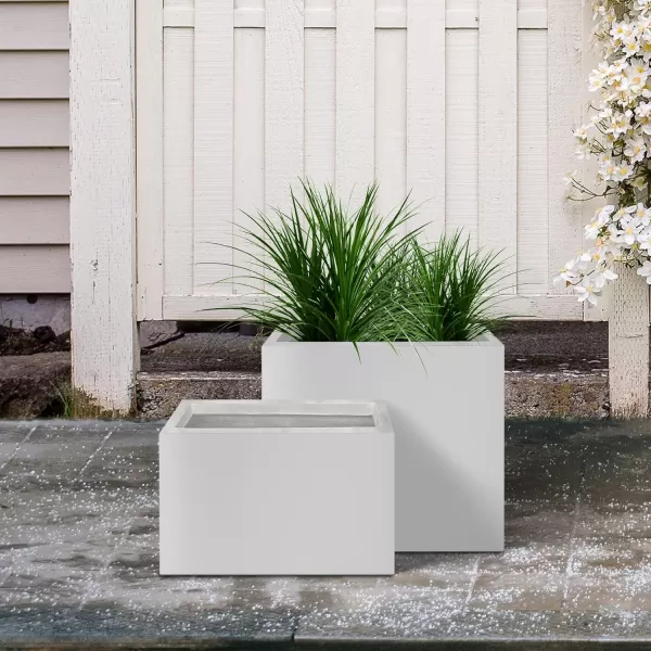 Kante 19.5" L Rectangular Concrete Planters, Outdoor Indoor Modern Plant Pot with Drainage Hole and Rubber Plug for Garden, Patio, Charcoal Finish