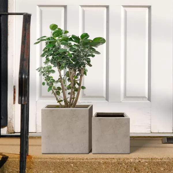 Kante 19.5" L Rectangular Concrete Planters, Outdoor Indoor Modern Plant Pot with Drainage Hole and Rubber Plug for Garden, Patio, Charcoal Finish